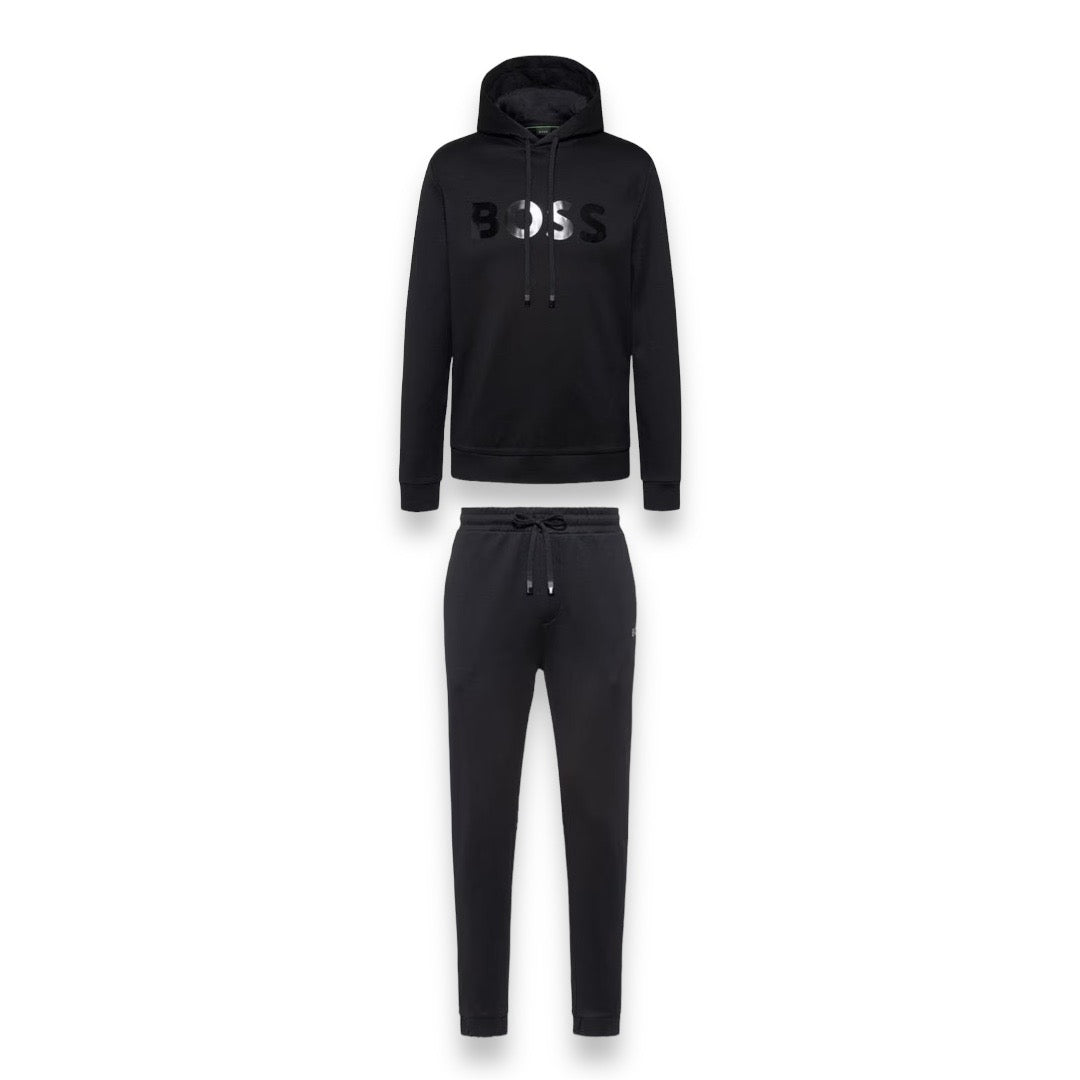 HUGO BOSS MIRROR HOODED FULL TRACKSUIT BLACK