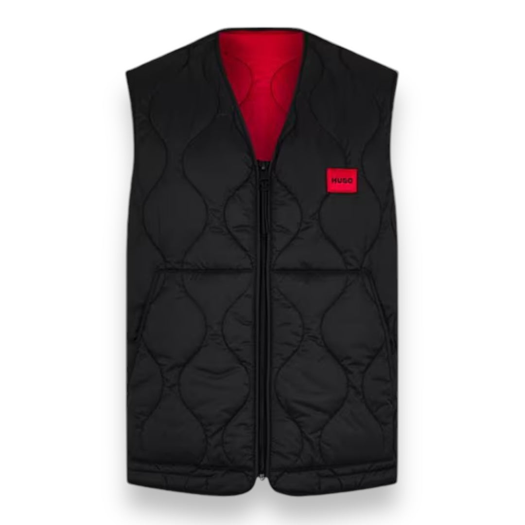 HUGO RED PATCH QUILTED GILET BLACK