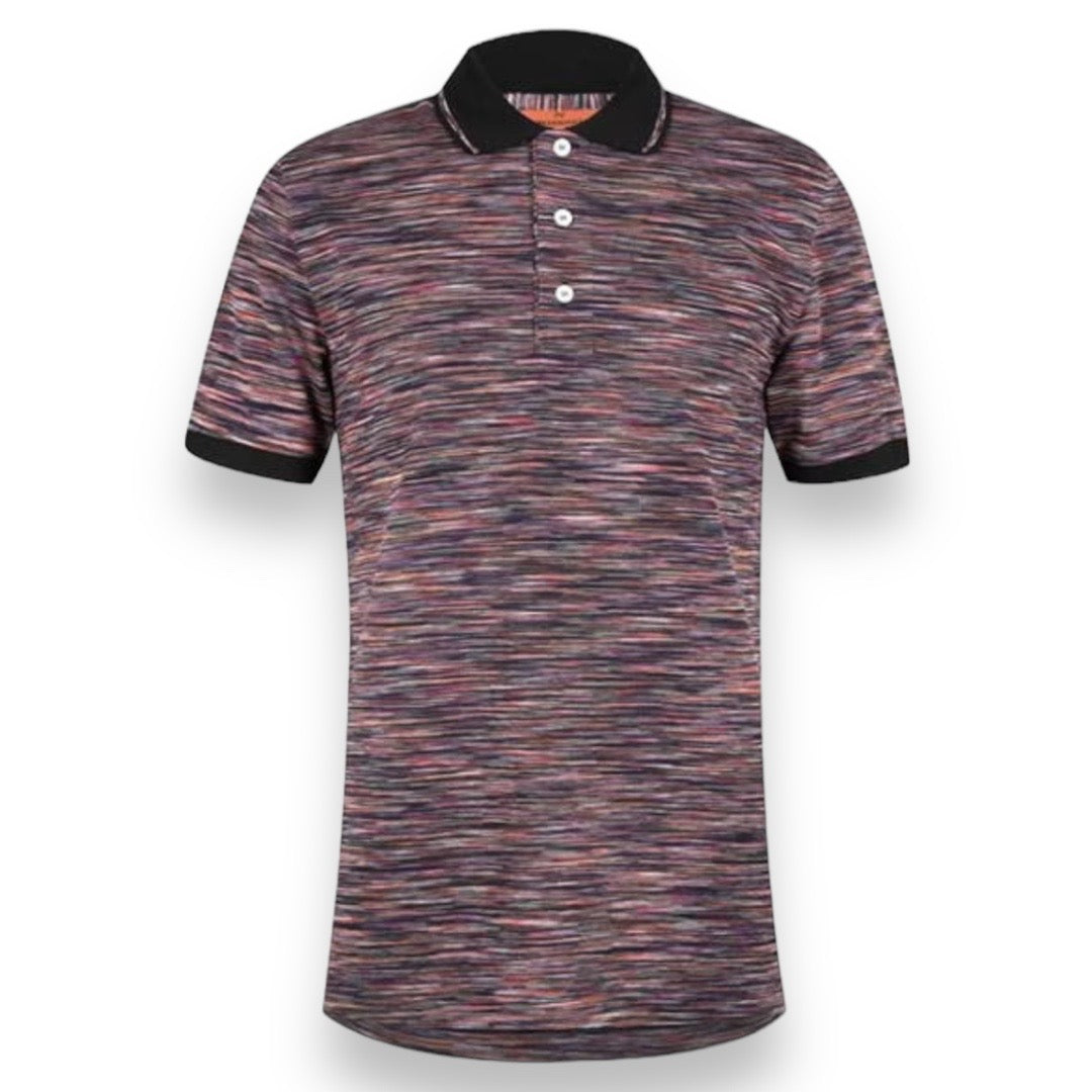 MISSONI TIPPED MIXED STRIPE POLO NAVY BLACK - ORANGE