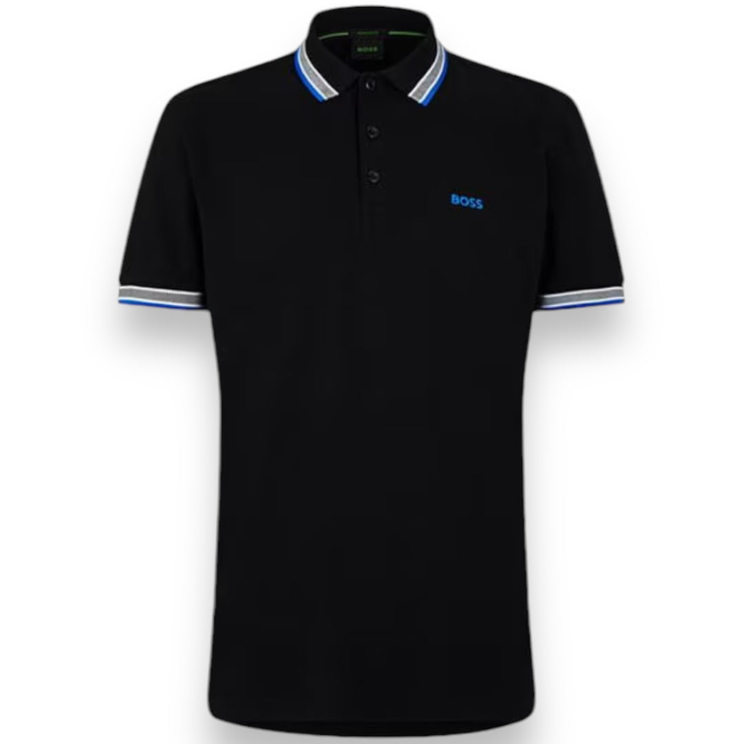 HUGO BOSS PAD POLO SHIRT BLACK / BLUE