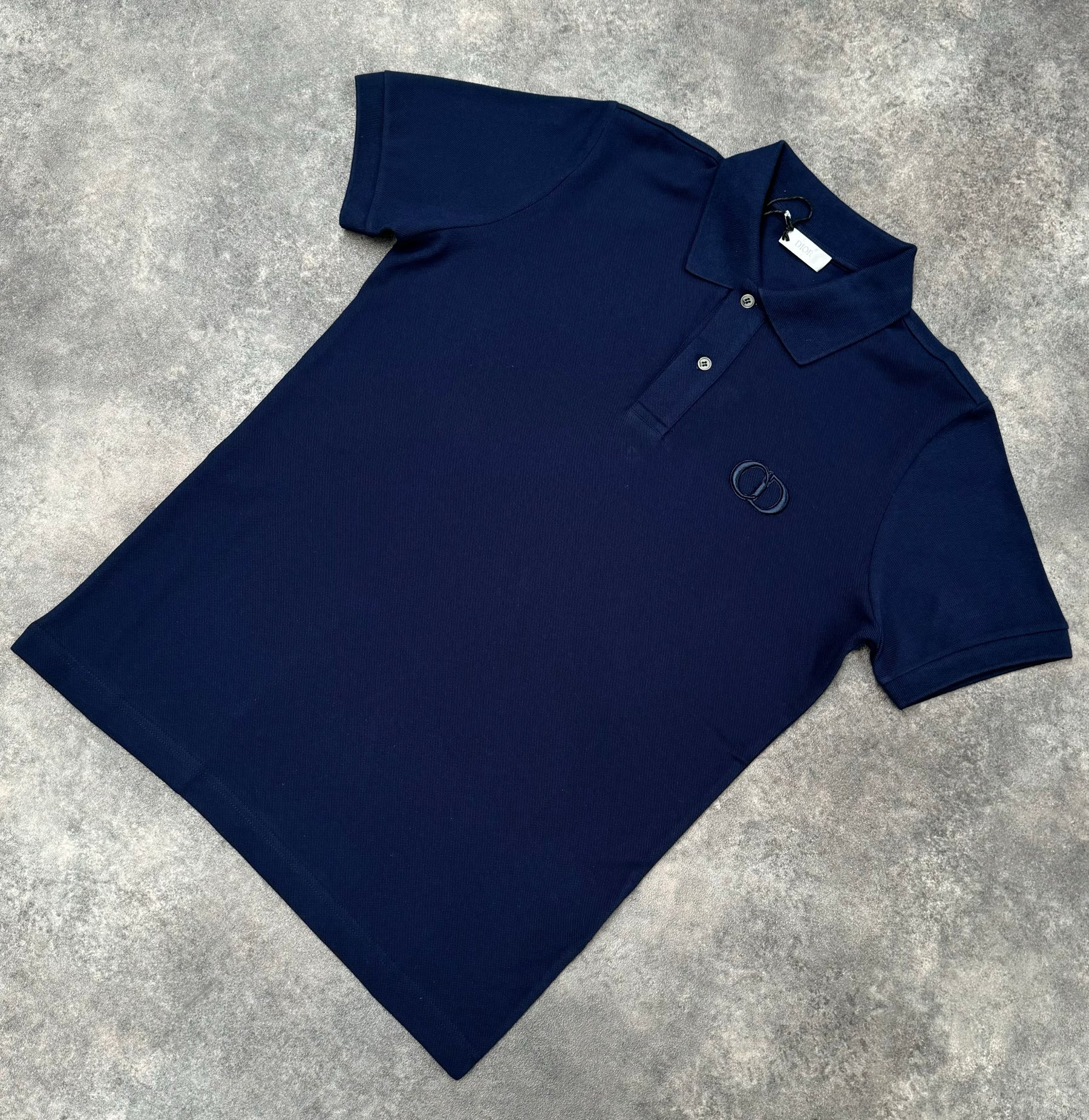 DIOR CD LOGO MENS POLO SHIRT NAVY BLUE