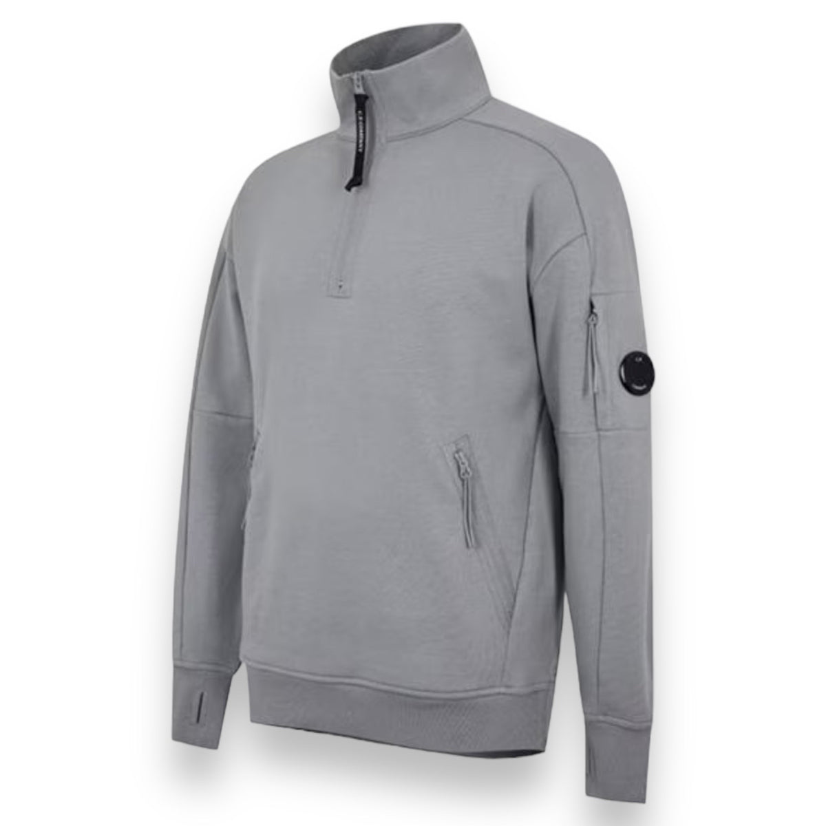 CP COMPANY 1/4 ZIP FUNNEL NECK SWEATSHIRT DUST GREY