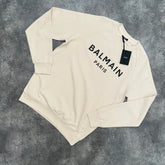 BALMAIN PARIS LOGO SWEATSHIRT BEIGE