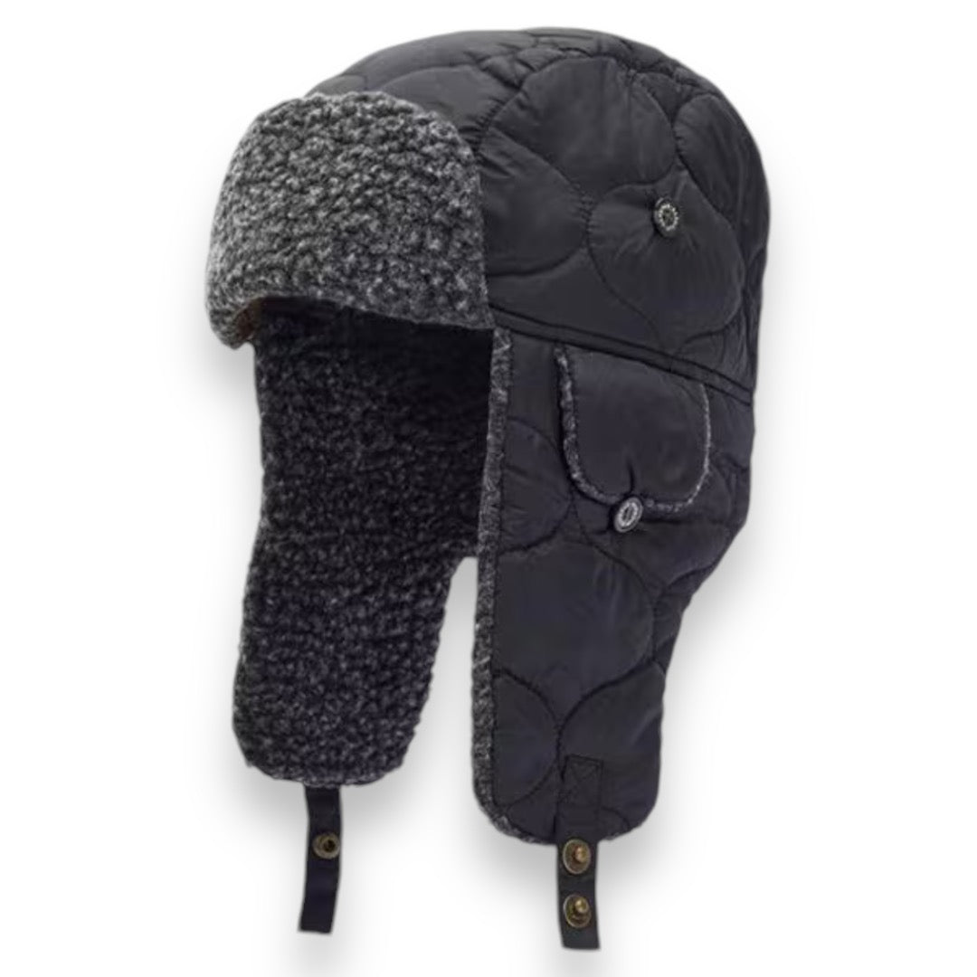 BARBOUR QUILET TRAPPER HAT BLACK