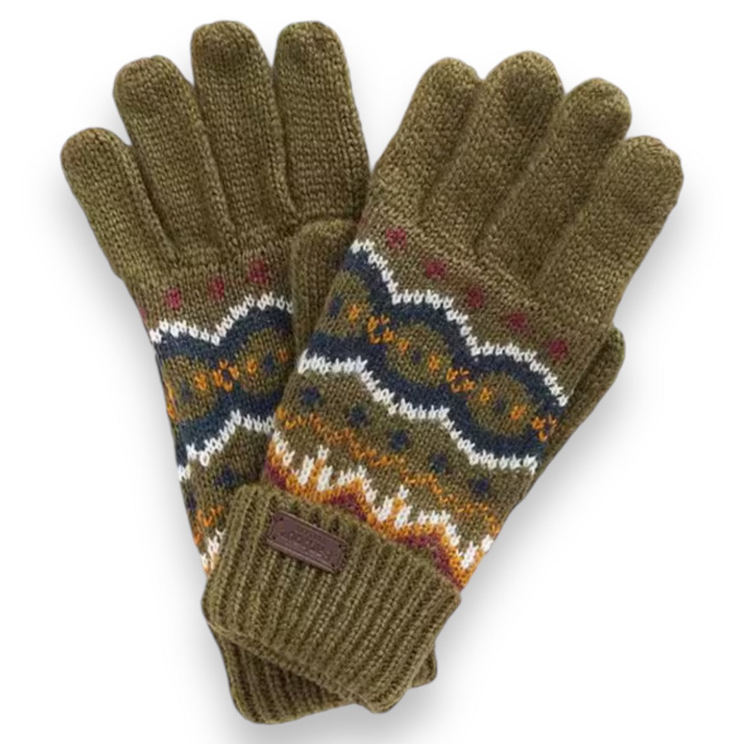 BARBOUR KNITTEDPATTERN GLOVES OLIVE GREEN