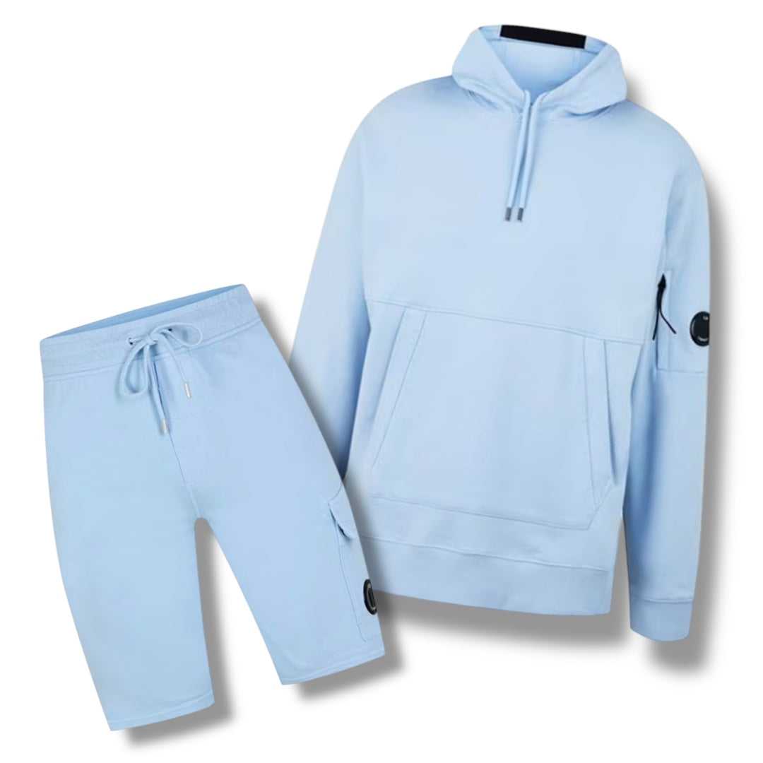 CP COMPANY LENS HOODIE & SHORTS COMBO SKY BLUE