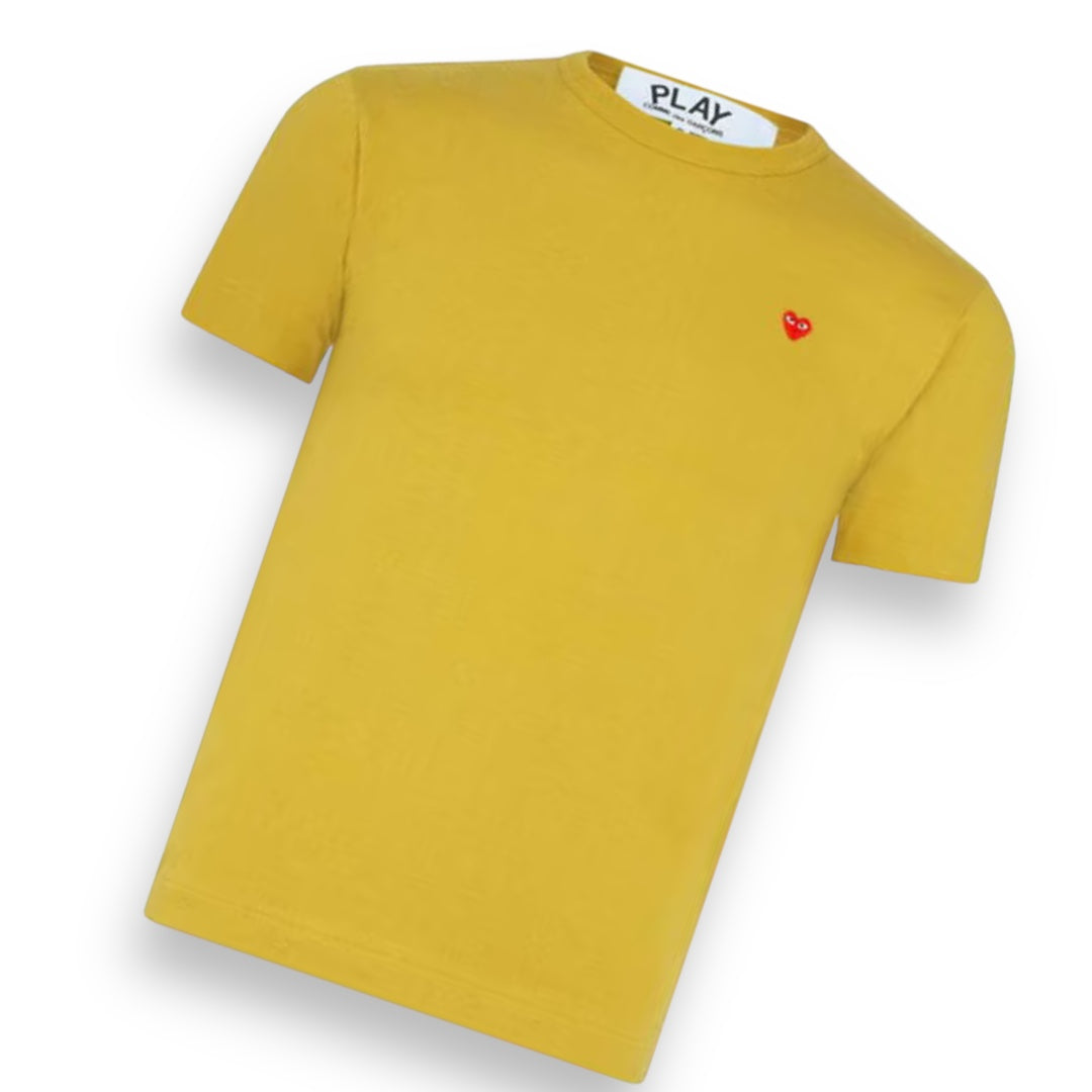 COMME DES GARÇONS PLAY T-SHIRT DOUBLE HEART YELLOW