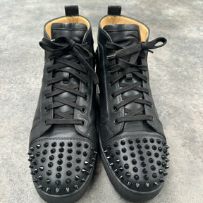 LOUBOUTIN FRONT SPIKE HI TOP TRAINERS BLACK *USED*