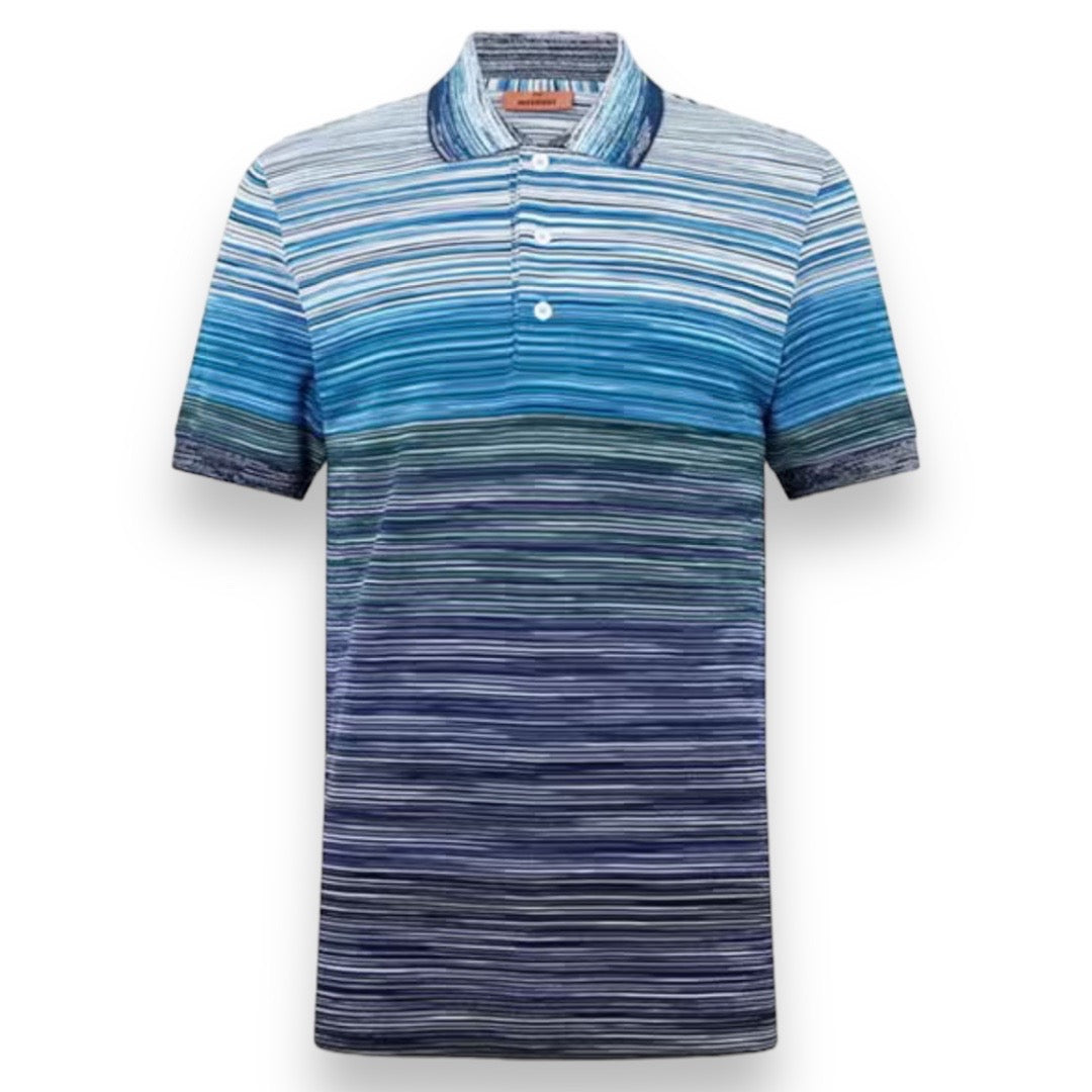 MISSONI SPACEDYE STRIPE POLO BLUE