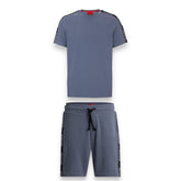 HUGO BOSS HUGO TAPE LOGO T-SHIRT & JERSEY SHORTS SET DUSK BLUE