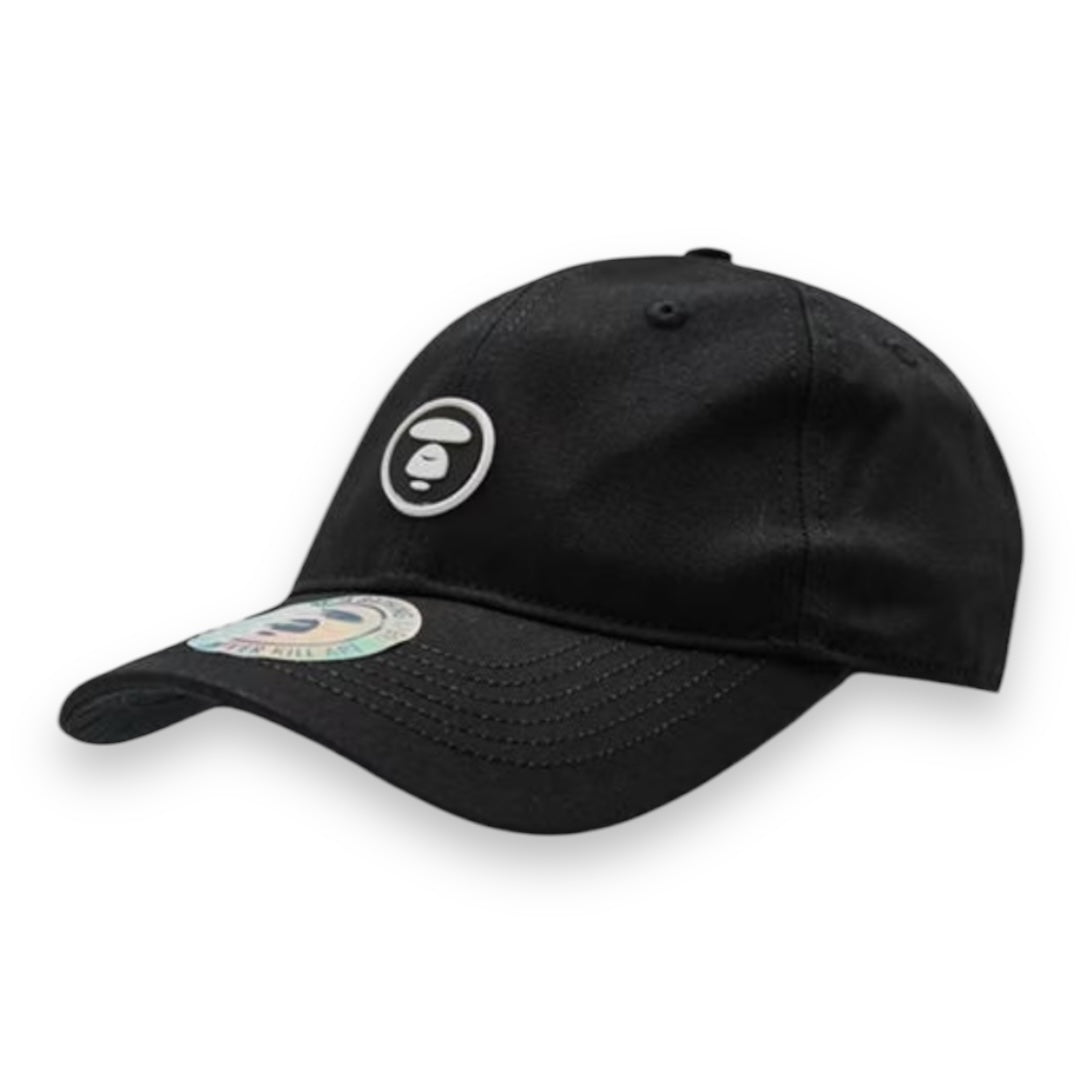 A BATHING APE BADGE BASEBALL CAP BLACK