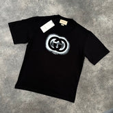 GUCCI GG BLURRED LOGO T SHIRT BLACK