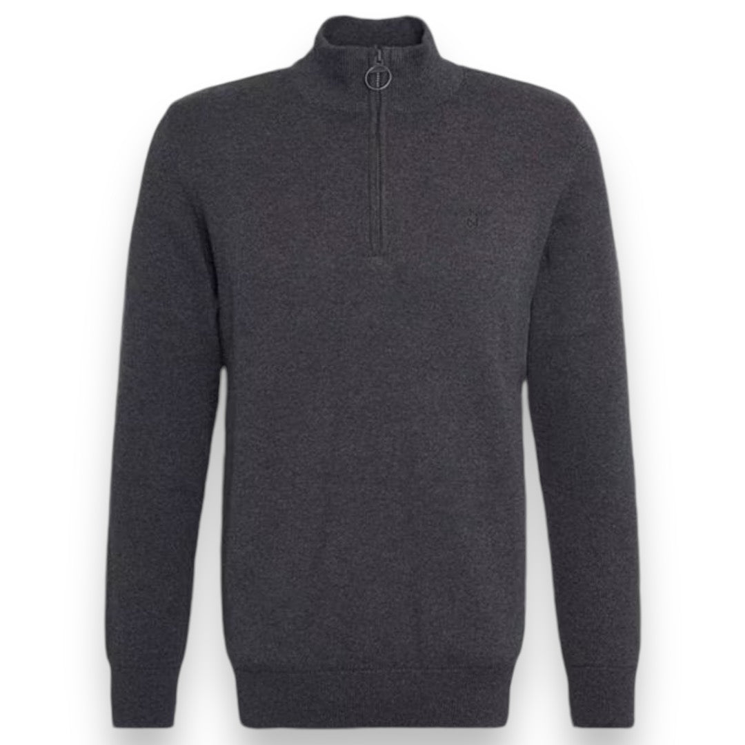 BARBOUR COTTON 1/4 ZIP SWEATER CHARCOAL GREY