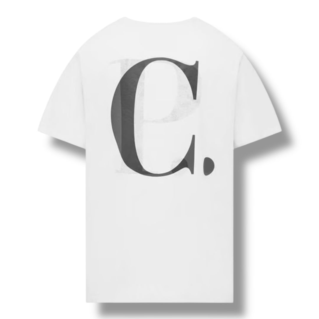 CP COMPANY OVERLAP BACK LOGO T-SHIRT WHITE