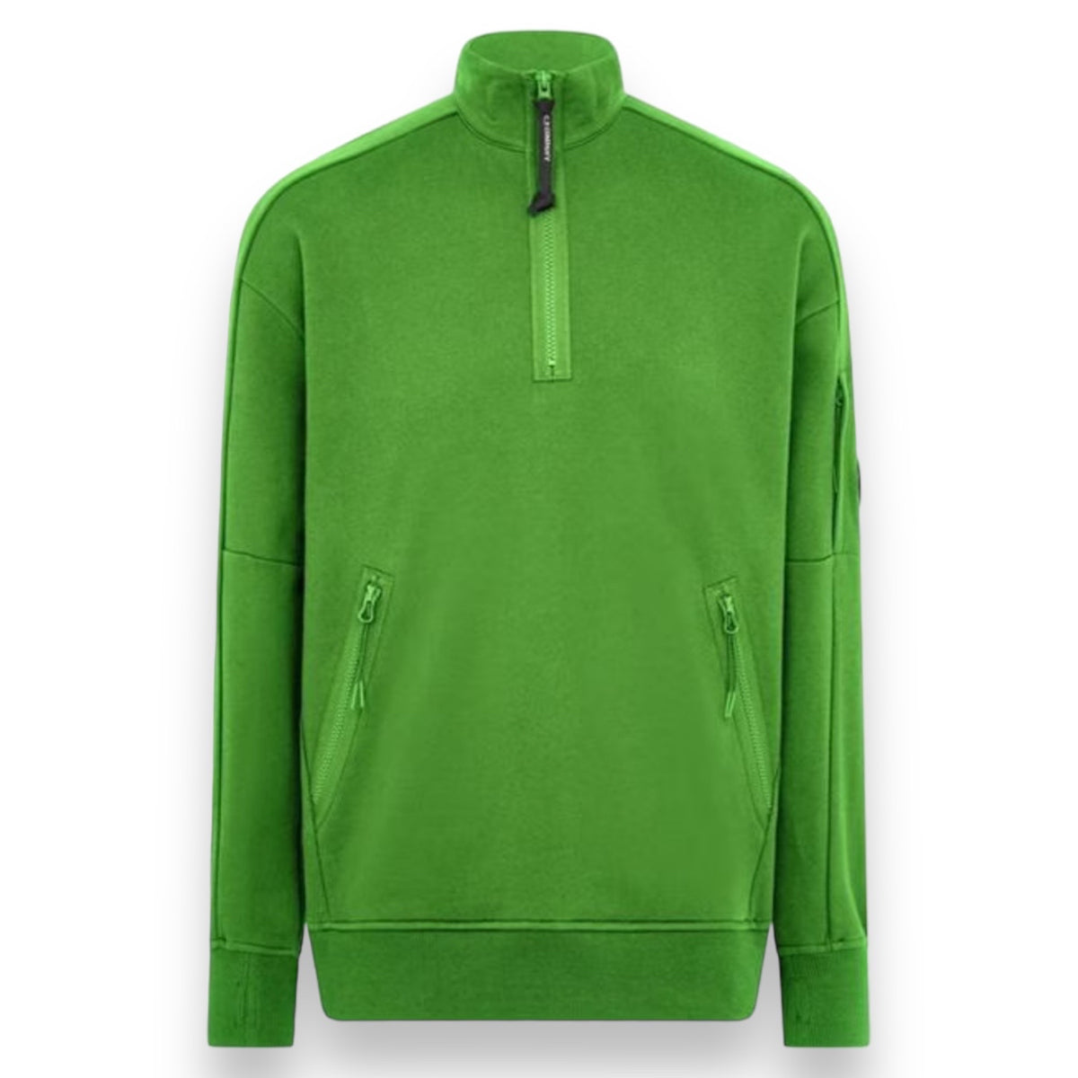 CP COMPANY 1/4 ZIP FUNNEL NECK SWEATSHIRT GREEN