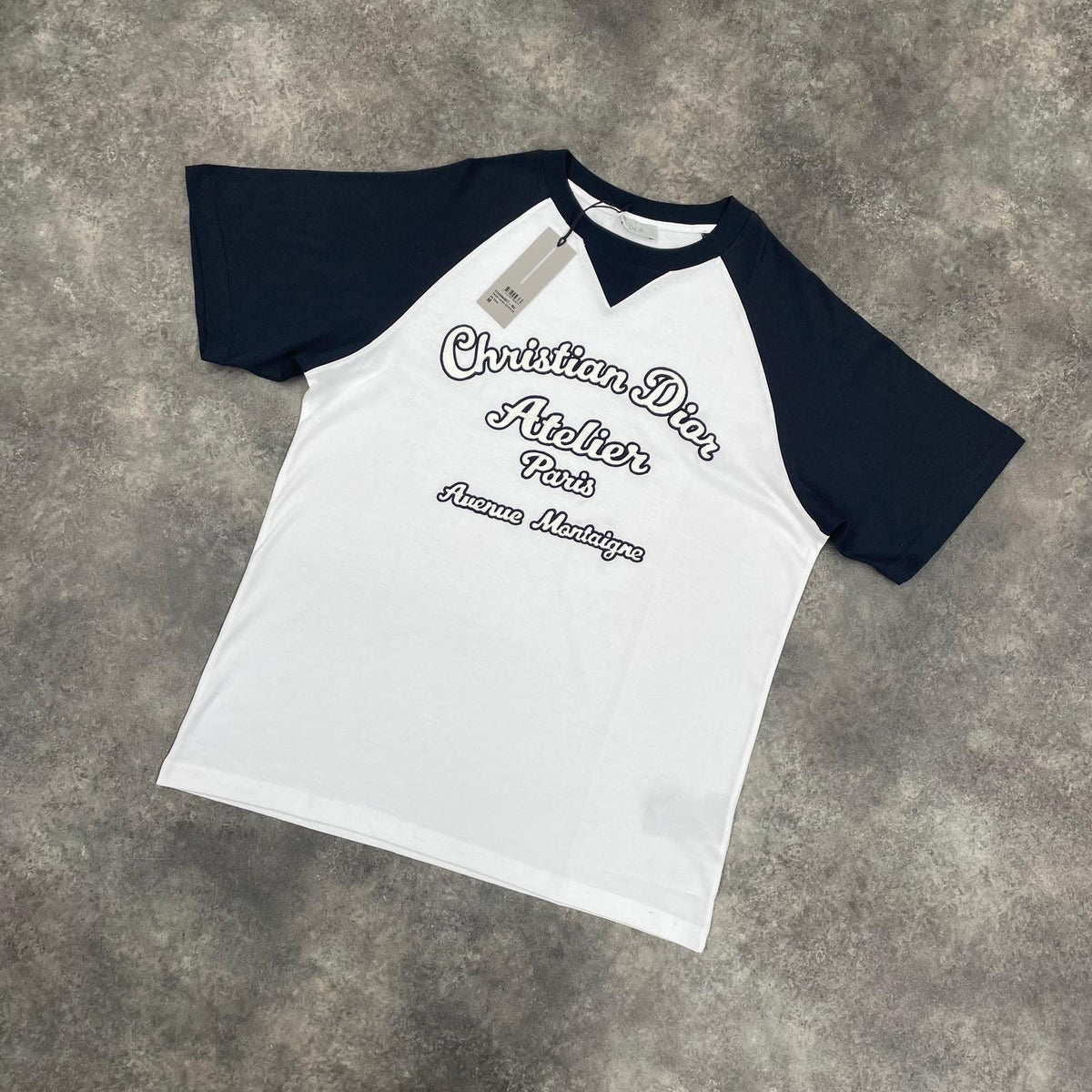 DIOR ATELIER LOGO T-SHIRT WHITE & NAVY