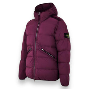 STONE ISLAND HOODED DD PUFFER JACKET BURGUNDY