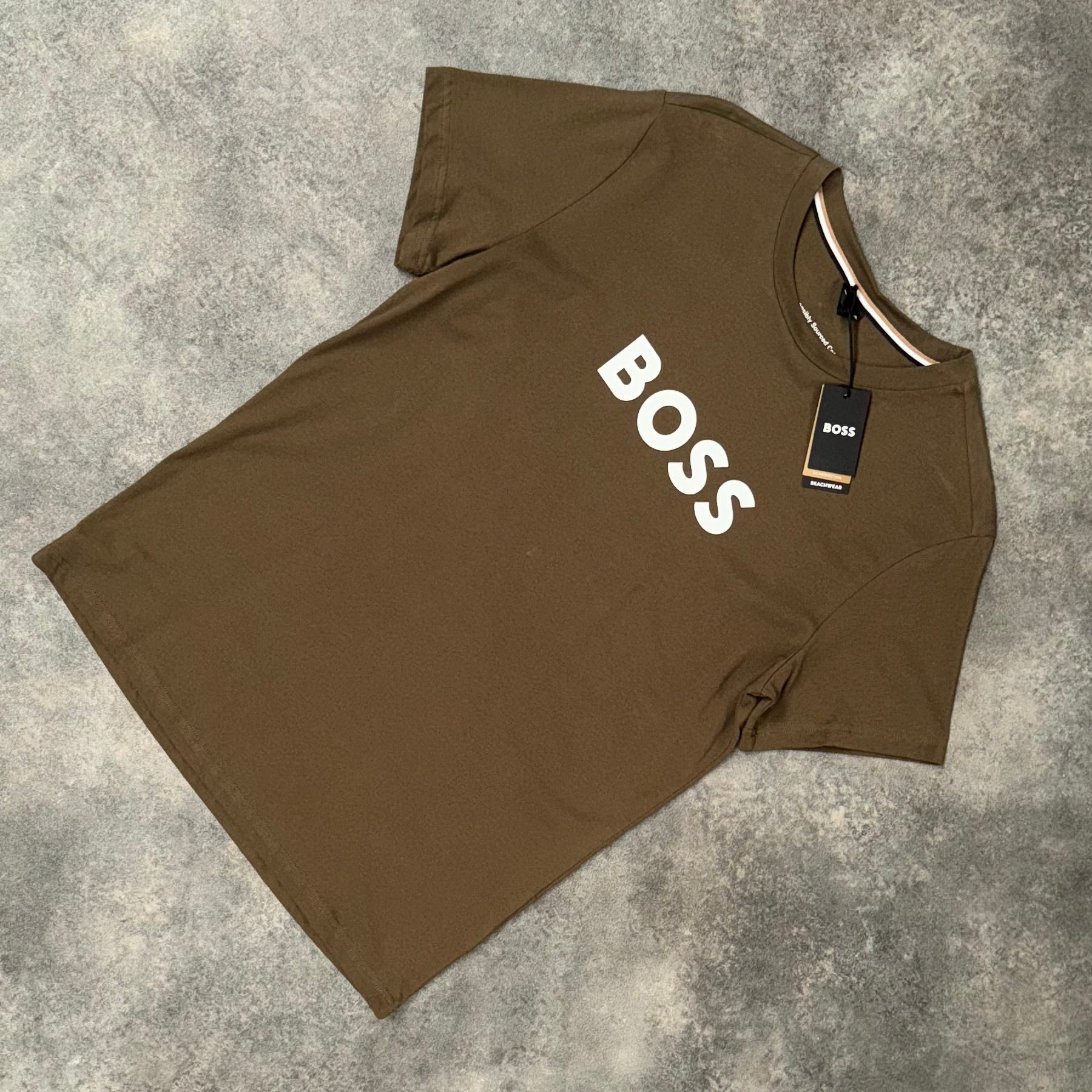 HUGO BOSS BIG LOGO T-SHIRT KHAKI * SALE *