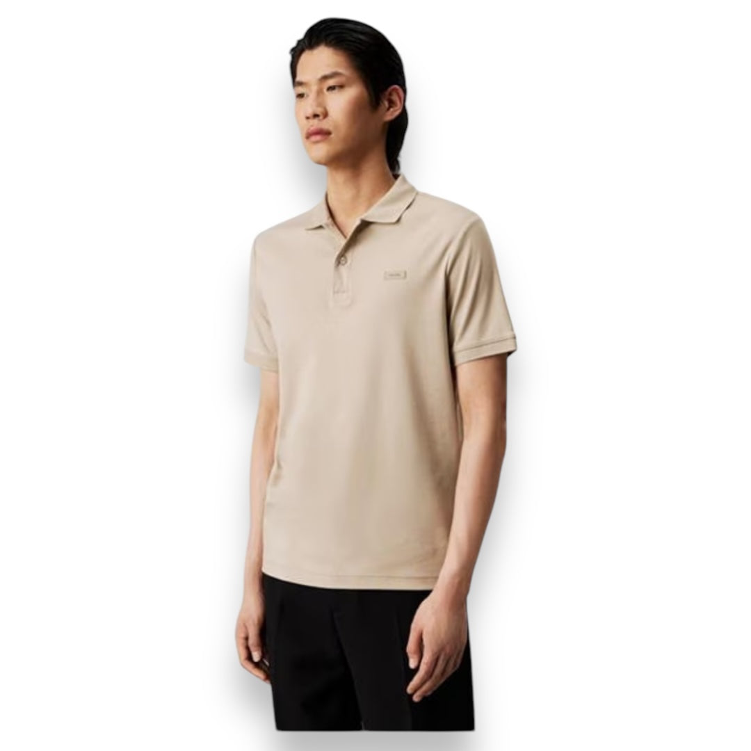 CALVIN KLEIN LIQUID TOUCH SLIM POLO SHIRT BEIGE