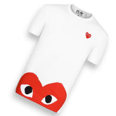 COMME DES GARÇONS PLAY T-SHIRT SMALL RED HEART BIG BOTTOM HEART WHITE