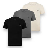 3 PACK HUGO BOSS T-SHIRT BLACK / BEIGE / GREY