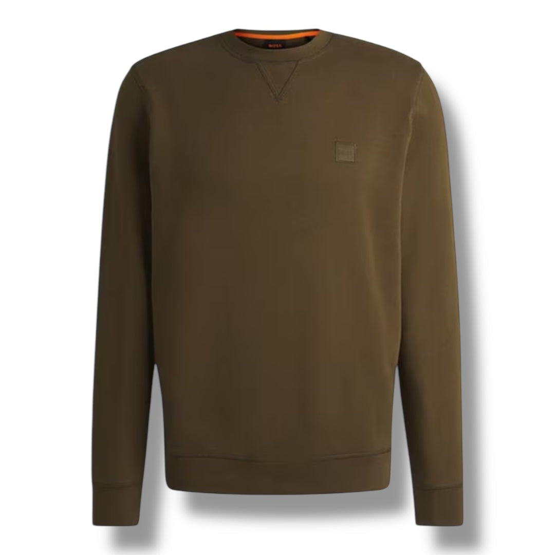 HUGO BOSS PATCH LOGO SWEATSHIRT KHAKII GREEN