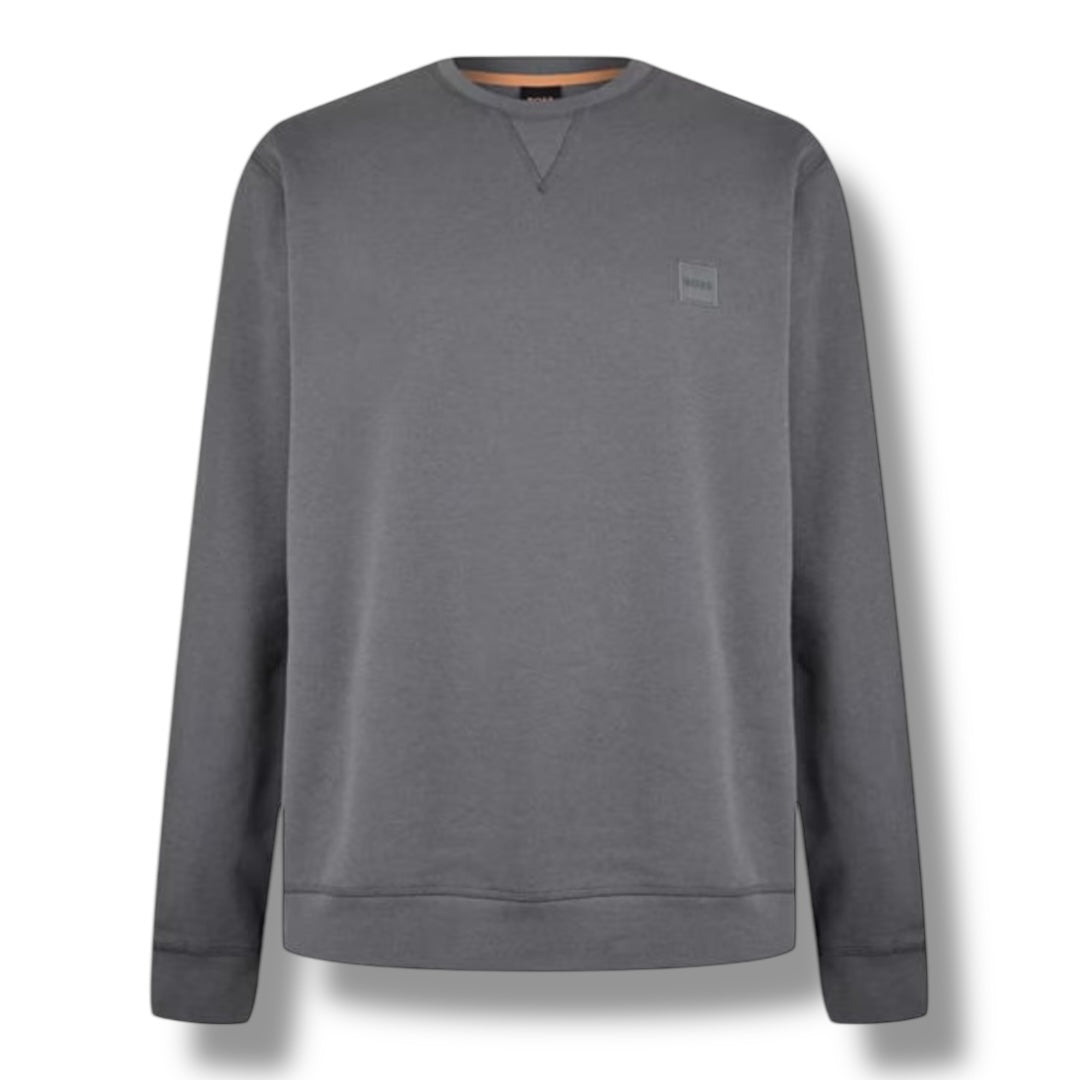 HUGO BOSS PATCH LOGO SWEATSHIRT CHARCOAL GREY