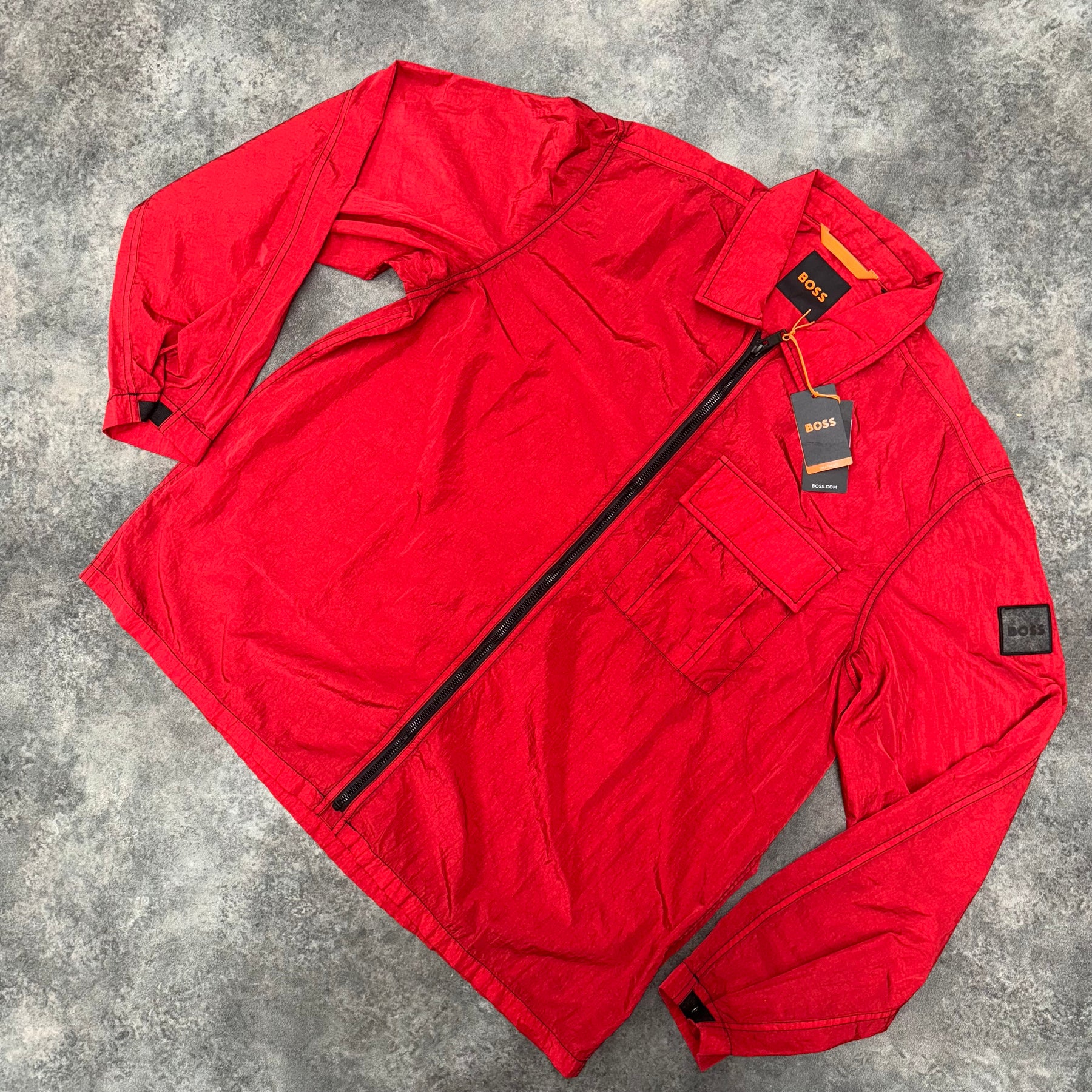 HUGO BOSS NYLON METAL STYLE OVERSHIRT RED