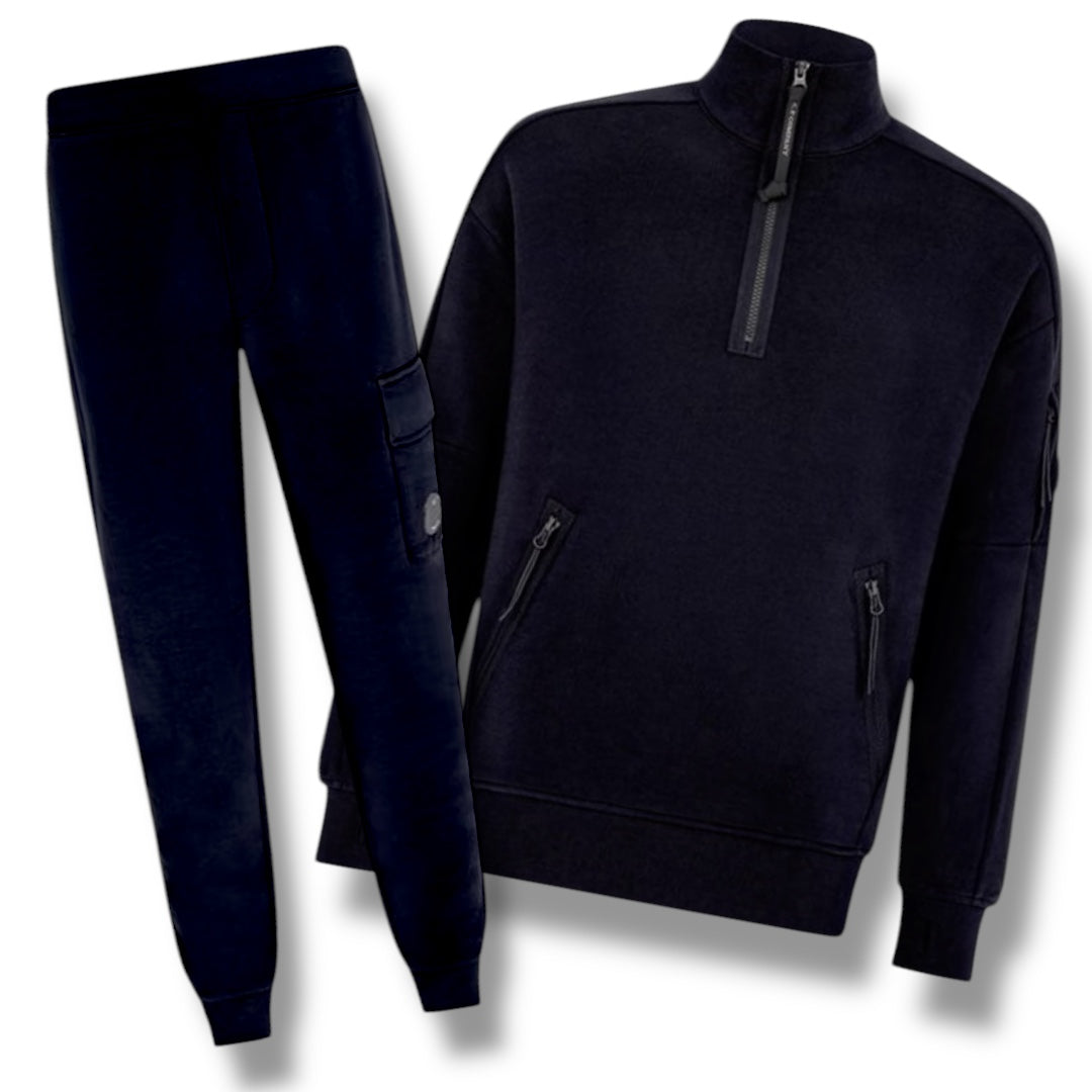 CP COMPANY LENS 1/4 ZIP NECK TRACKSUIT NAVY BLUE