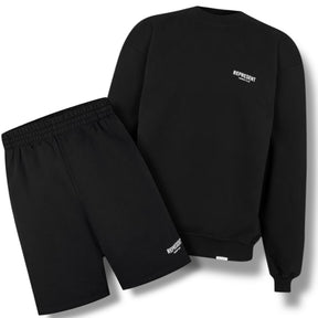 REPRESENT OWNERS CLUB CREW NECK SWEATSHIRT & SHORTS COMBO BLACK