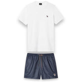 PAUL SMITH SMALL ZEBRA T-SHIRT & SWIM SHORTS SET WHITE / NAVY BLUE