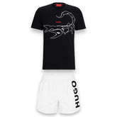 HUGO BOSS HUGO SCORPION T-SHIRT & SWIM SHORTS SET BLACK & WHITE