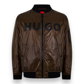 HUGO CHEST LOGO BOMBER JACKET BROWN