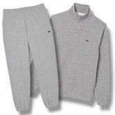 LACOSTE 1/4 ZIP NECK TRACKSUIT LIGHT GREY