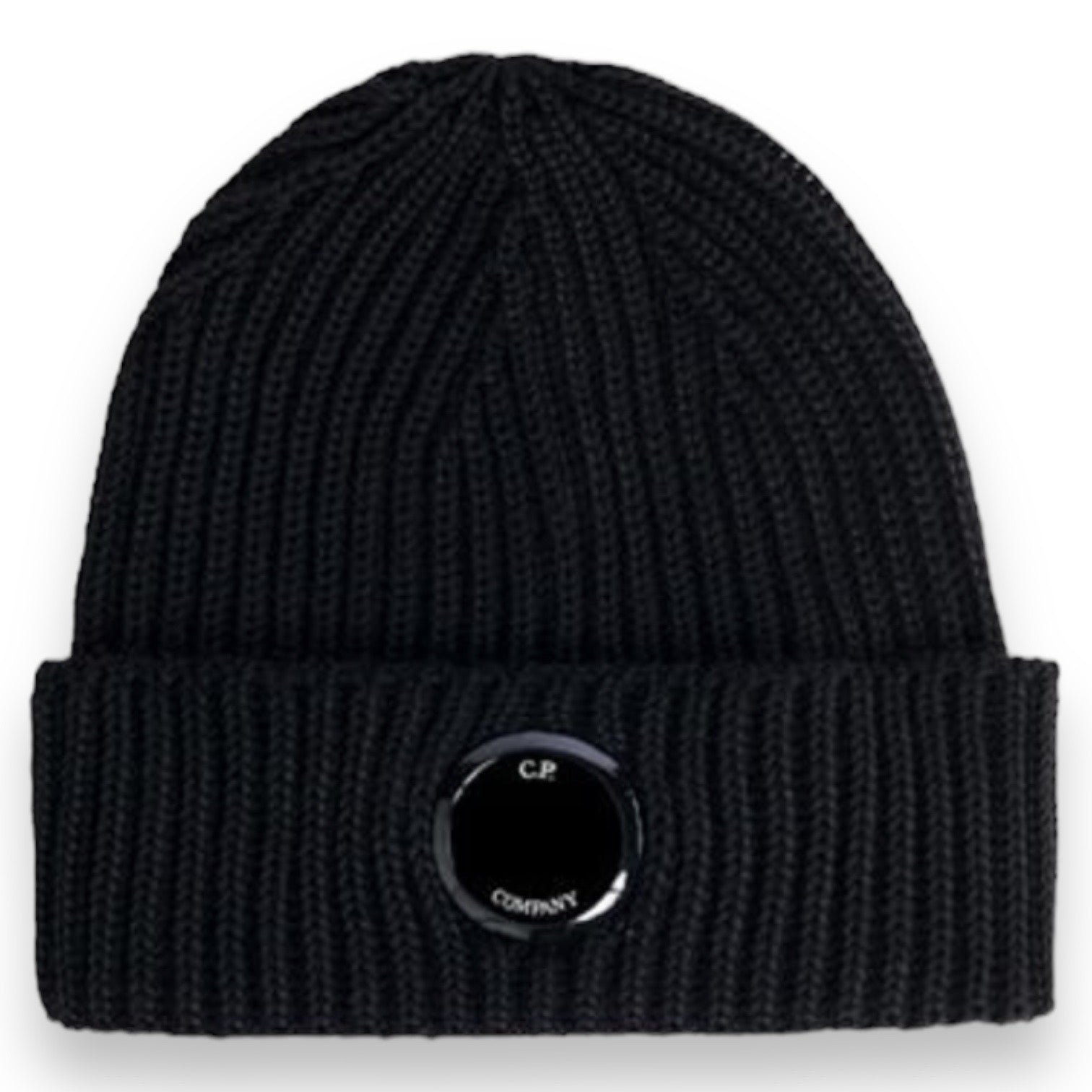 CP COMPANY LENS BEANIE HAT BLACK