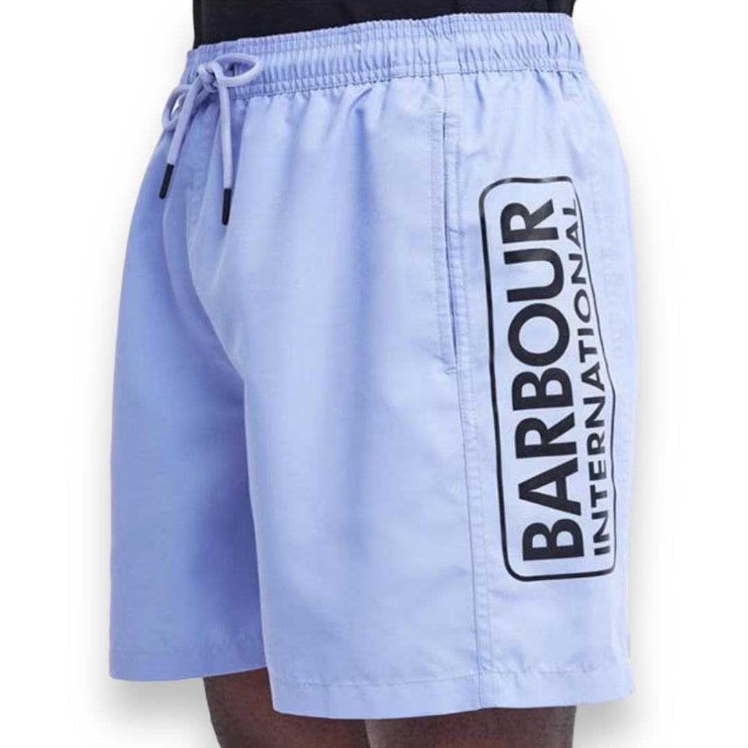 BARBOUR INTERNATIONAL SMALL LOGO T-SHIRT & SWIM SHORTS SET WHITE & PASTEL BLUE