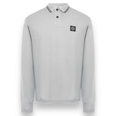 STONE ISLAND PATCH LONG SLEEVED POLO SHIRT WHITE
