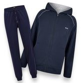 BOSS MIX ZIP UP HOODED TRACK TOP & JOGGERS TRACKSUIT NAVY BLUE