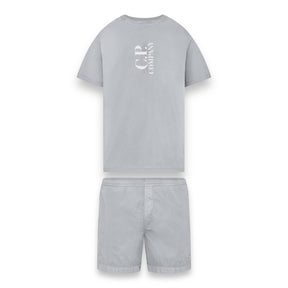 CP COMPANY SAILOR LOGO T-SHIRT & PATCH SWIM SHORTS SET GREY