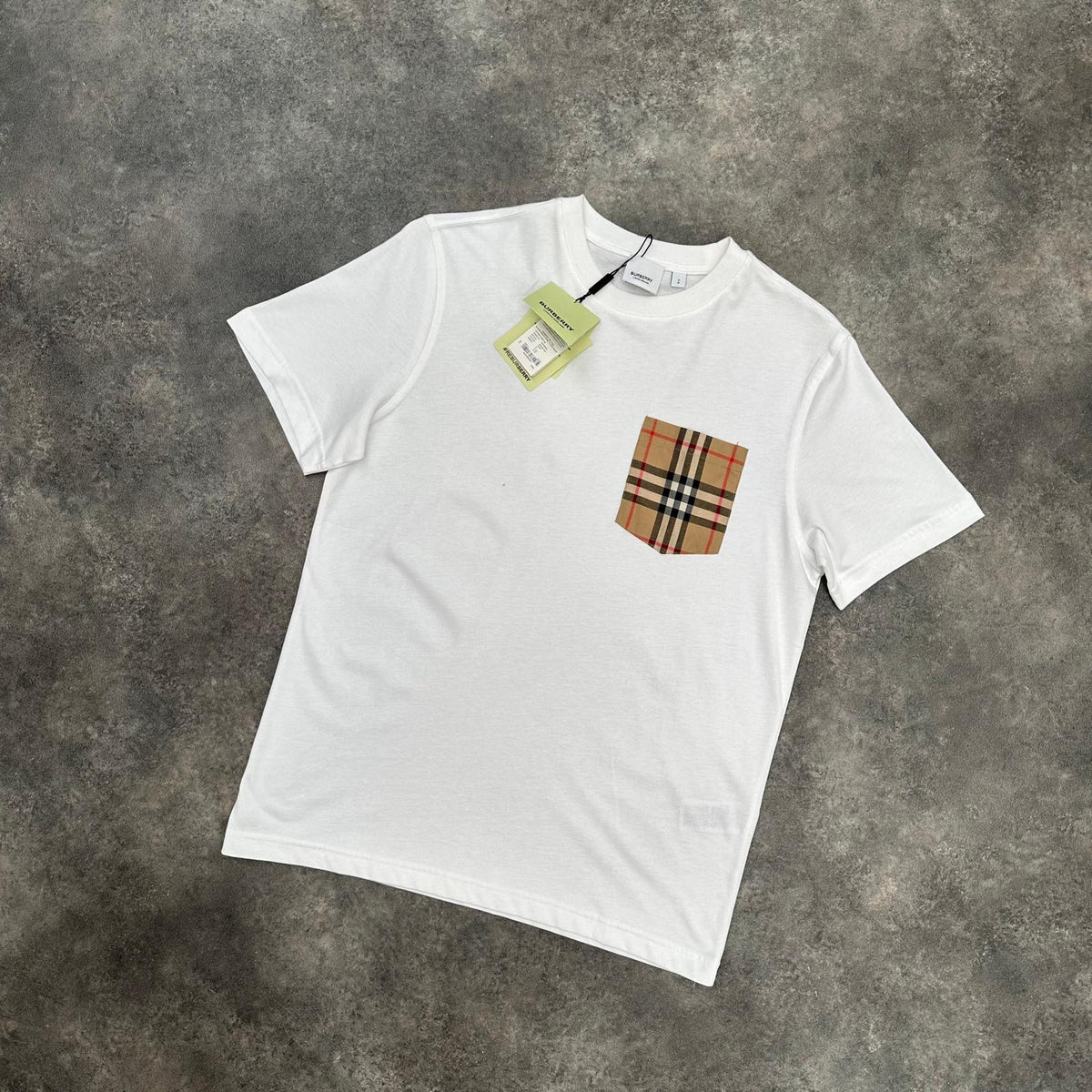 BURBERRY CHECK POCKET T-SHIRT WHITE