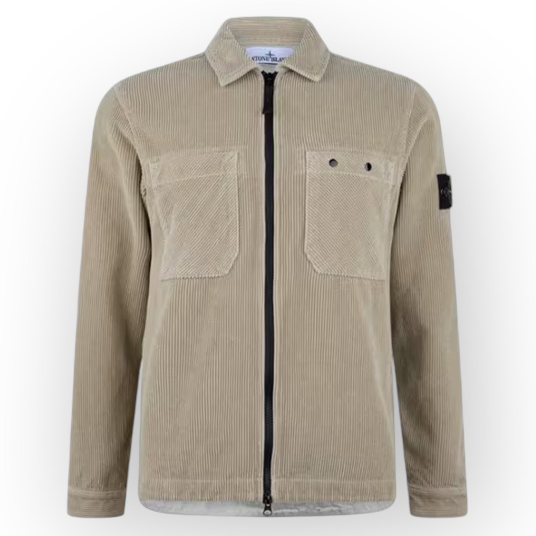 STONE ISLAND ZIP UP CORDUROY OVERSHIRT STUCCO BEIGE