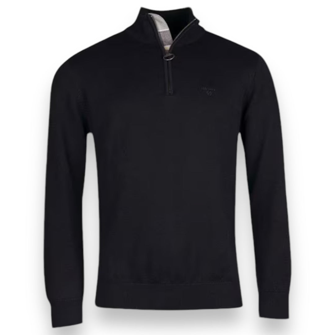 BARBOUR COTTON 1/4 ZIP SWEATER BLACK