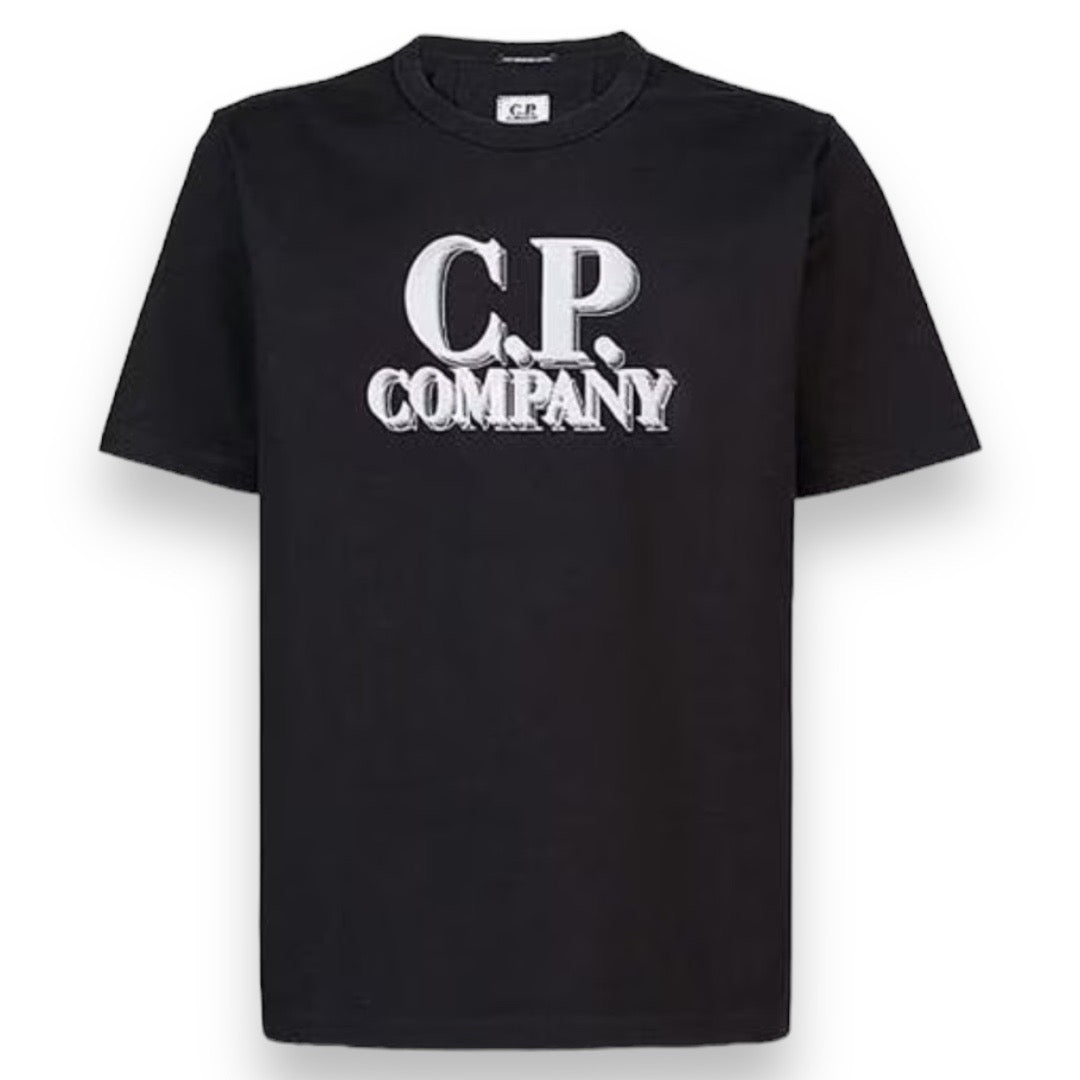 CP COMPANY BIG LOGO PRINT T-SHIRT BLACK