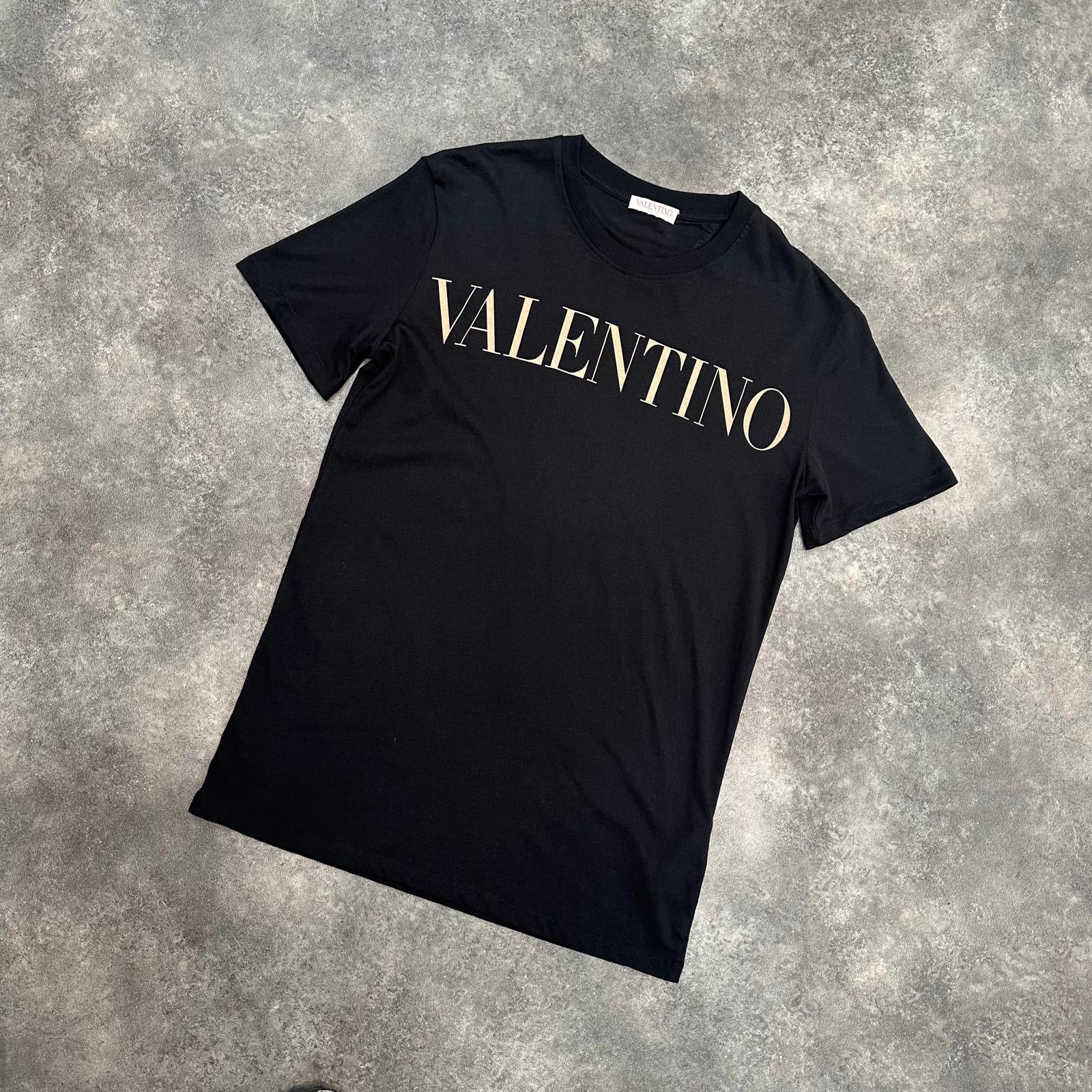 VALENTINO SPELL OUT T-SHIRT BLACK GOLD LOGO