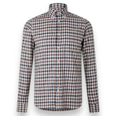 AQUASCUTUM LONG SLEEVED CHECK SHIRT BROWN