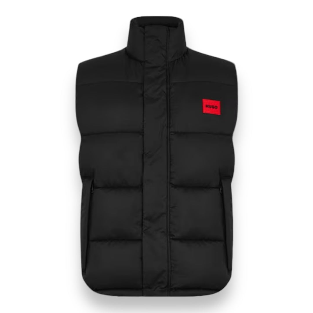 HUGO RED PATCH PUFFER GILET JACKET BLACK