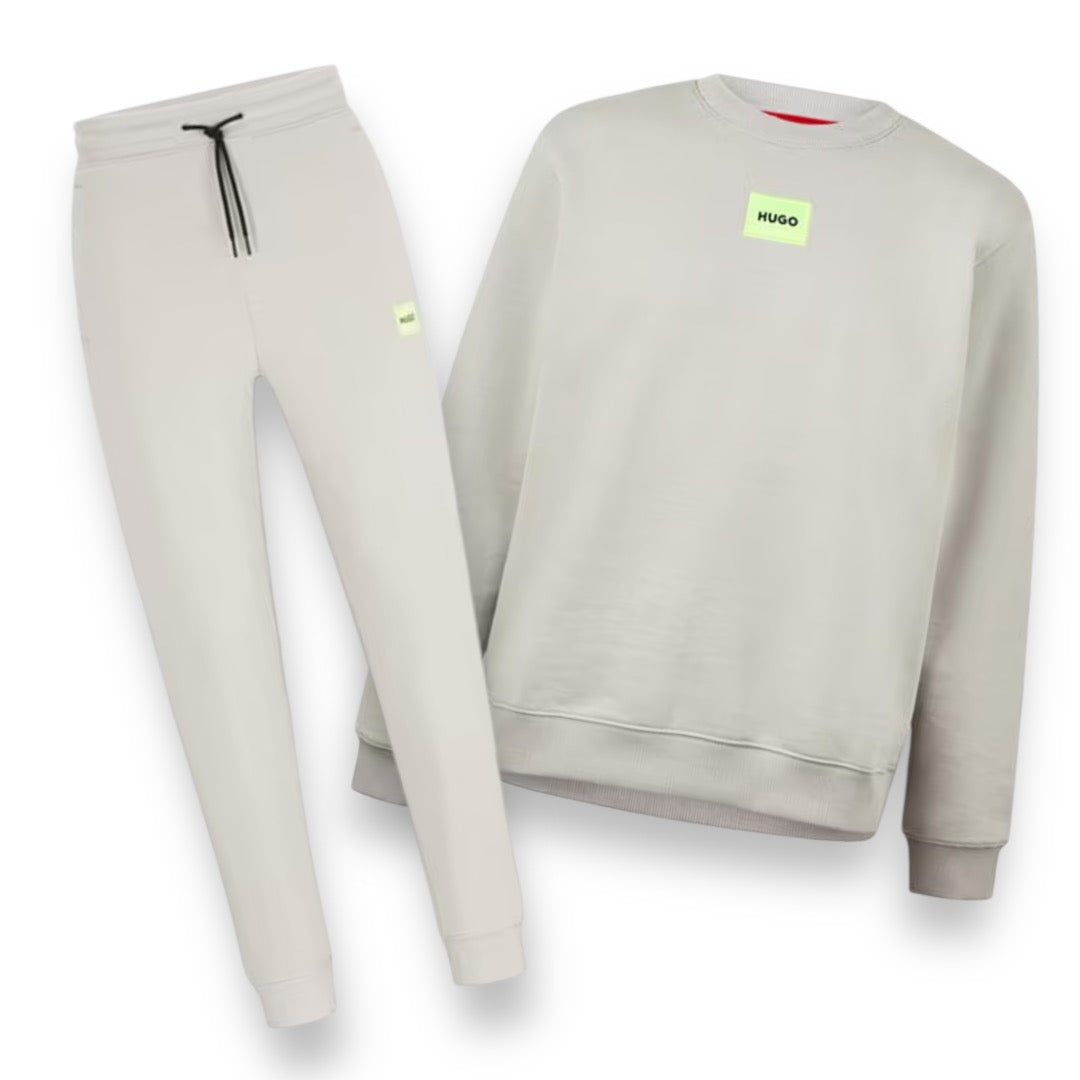 MHUGO BOSS HUGO LUME PATCH TRACKSUIT SWEATSHIRT & JOGGERS GREY