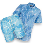 BARBOUR FLORAL HAWAII SHIRT & SWIM SHORTS SET BLUE