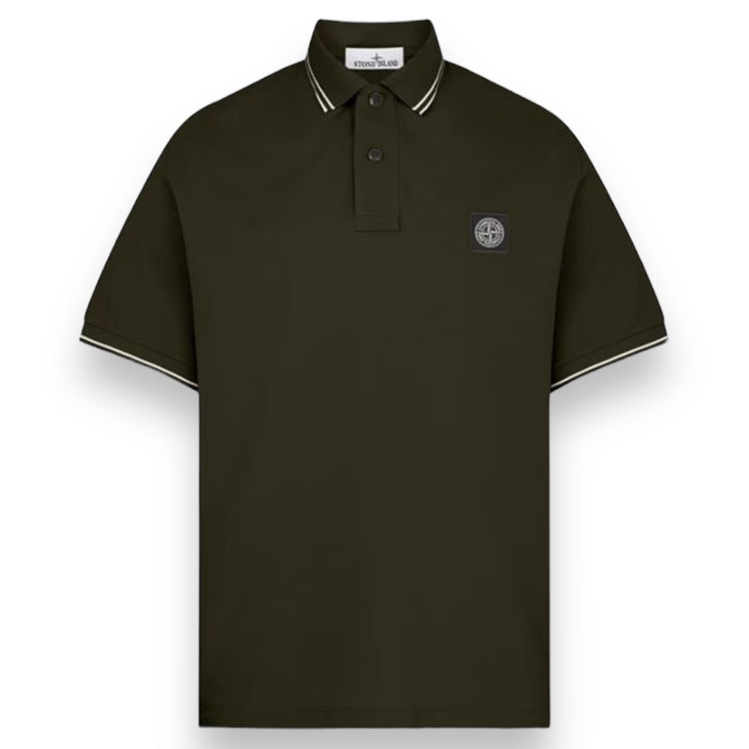 STONE ISLAND PATCH POLO SHIRT OLIVE GREEN