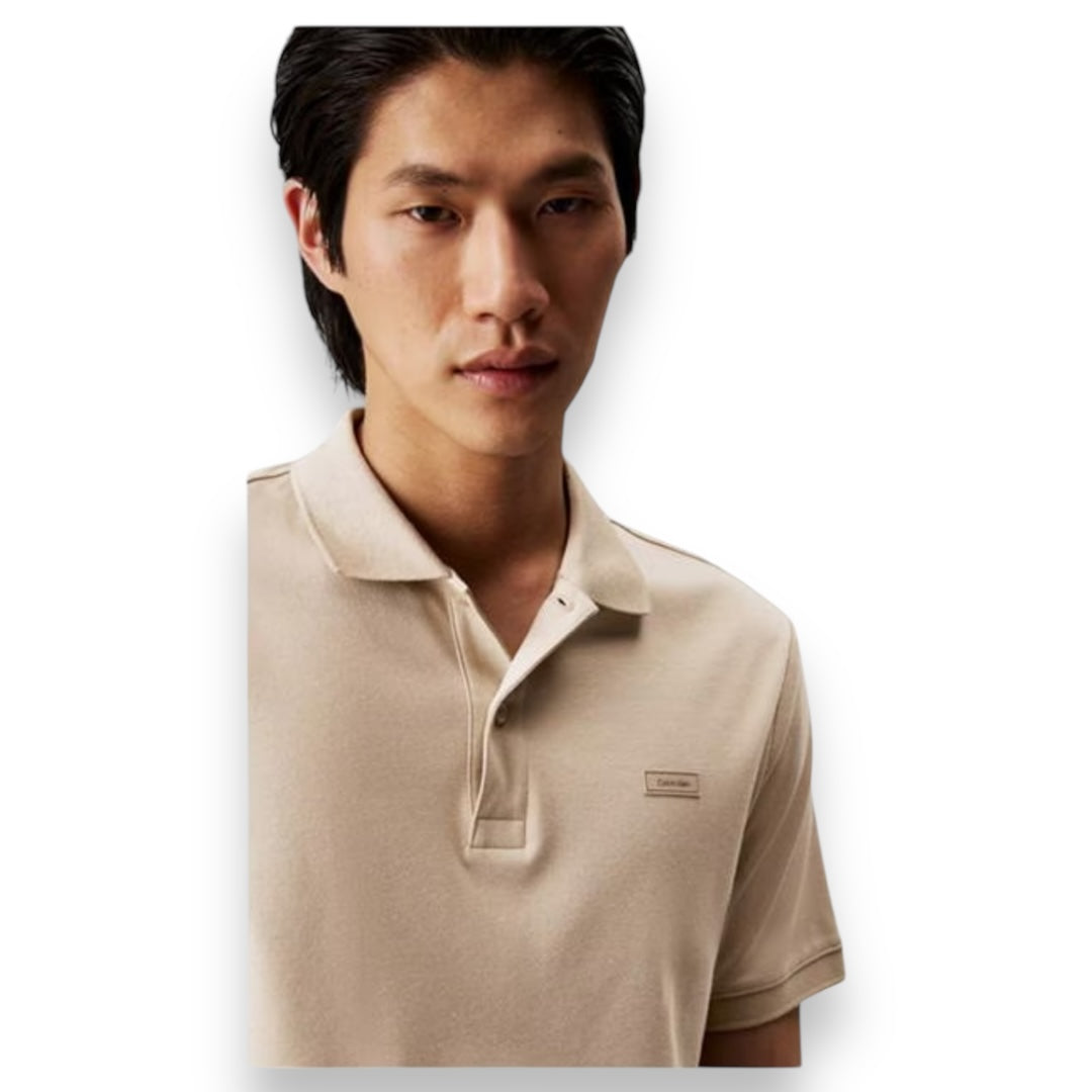 CALVIN KLEIN LIQUID TOUCH SLIM POLO SHIRT BEIGE